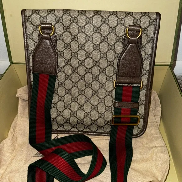 GG Supreme Monogram Web Medium Neo Vintage Flap Messenger Bag Beige New Acero - Picture 8 of 8